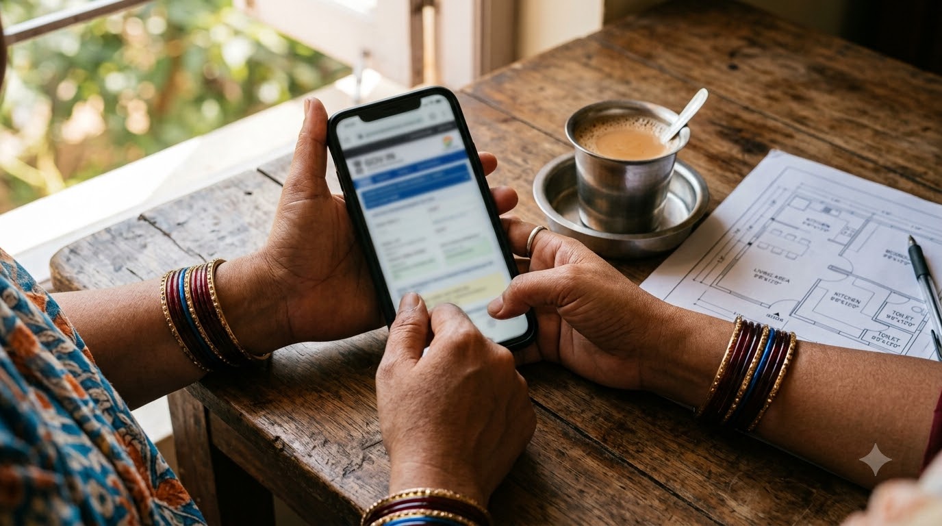 Pune home buyer checking a project page on the MahaRERA website